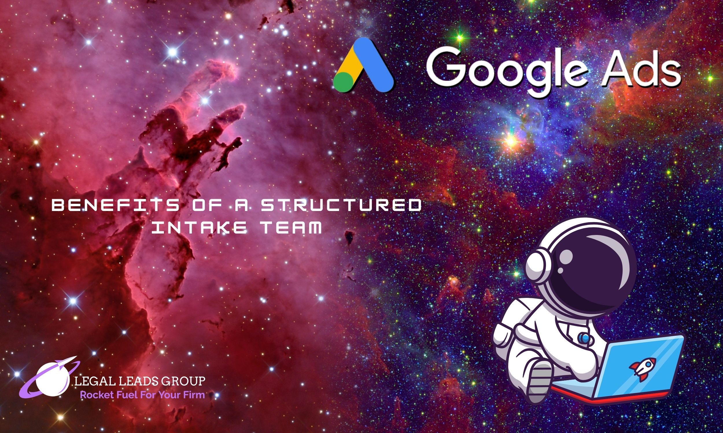 Image of space with a cartoon astronaut and a Google Ads logo